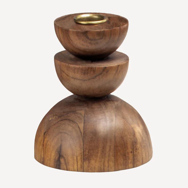 Cupola Candle Holder Medium - Acacia