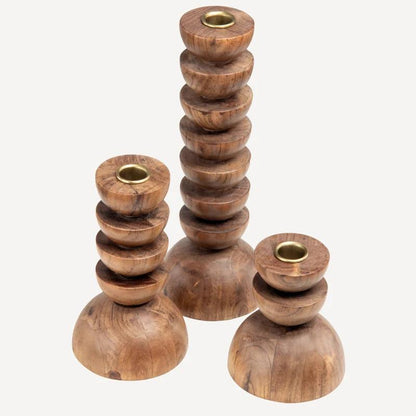 Cupola Candle Holder Medium - Acacia