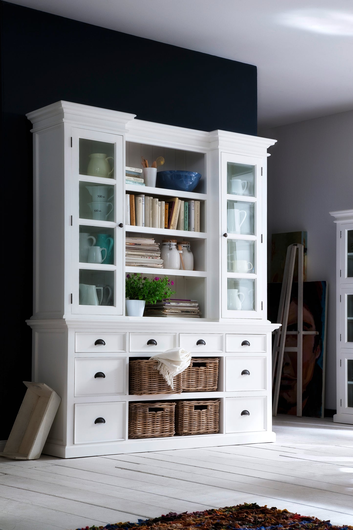 Library Hutch with Basket Set