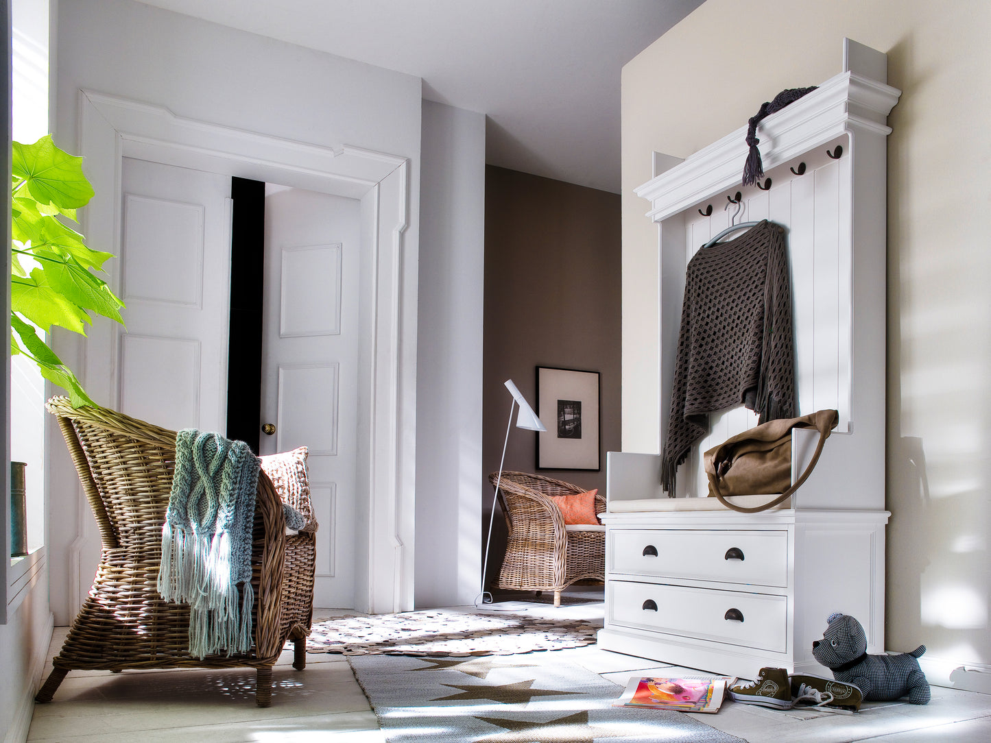 Entryway Coat Rack & Bench Unit