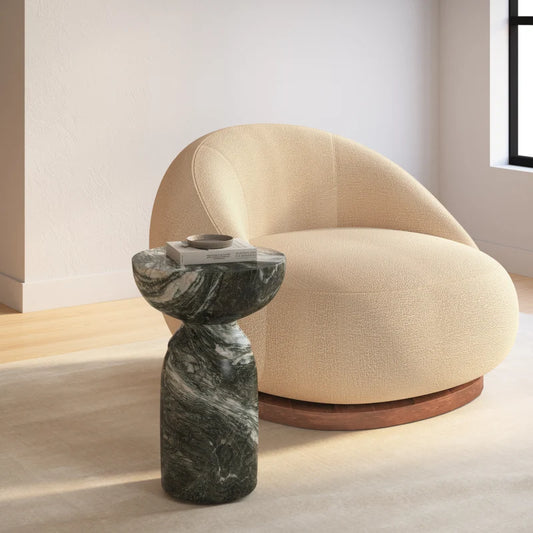 Echo End Table - Grey/Blush Marble