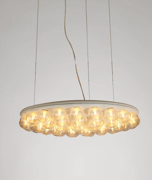 Ruby Modern Pendant Lamp - White Metal with Glass Bulbs